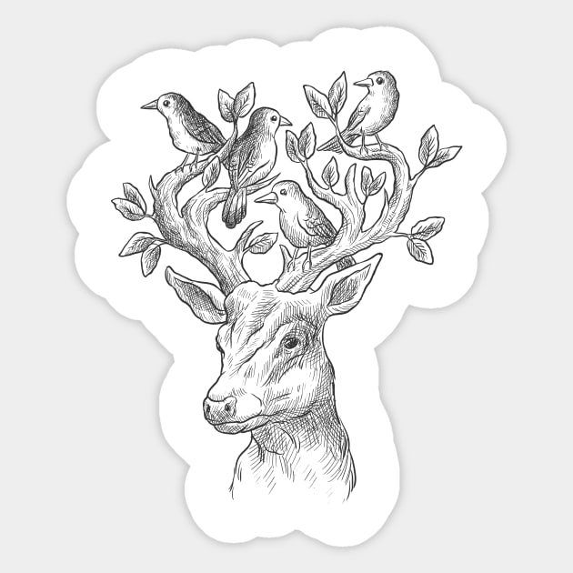 A deer nest Sticker by Digster